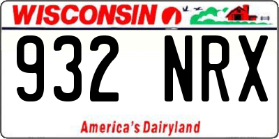 WI license plate 932NRX