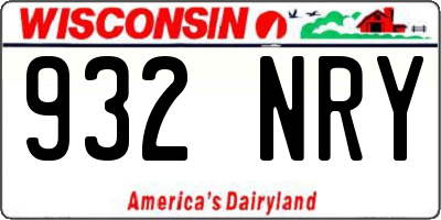 WI license plate 932NRY