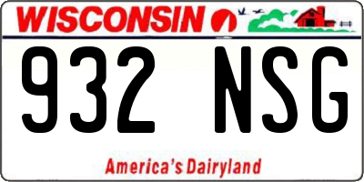 WI license plate 932NSG