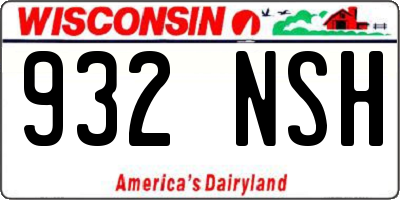 WI license plate 932NSH