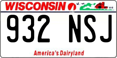 WI license plate 932NSJ