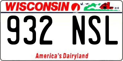 WI license plate 932NSL