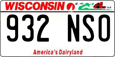 WI license plate 932NSO