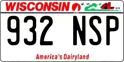 WI license plate 932NSP