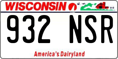 WI license plate 932NSR