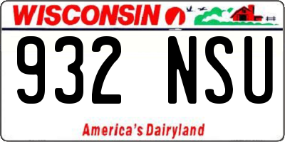 WI license plate 932NSU