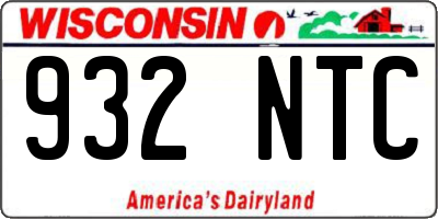 WI license plate 932NTC