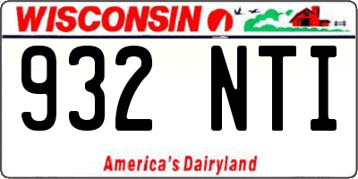 WI license plate 932NTI