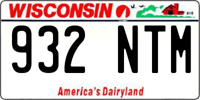 WI license plate 932NTM