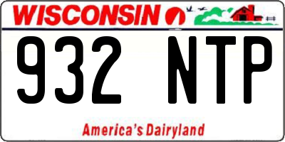 WI license plate 932NTP
