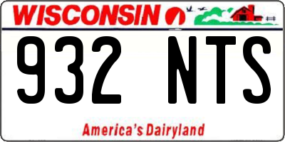 WI license plate 932NTS