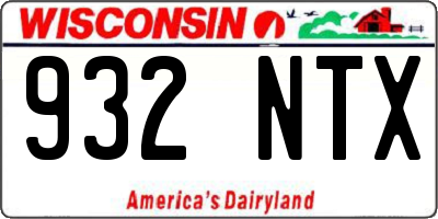WI license plate 932NTX