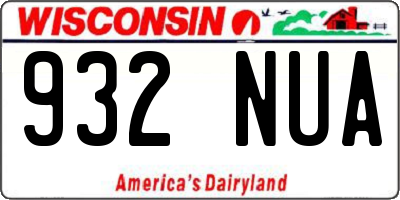 WI license plate 932NUA