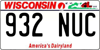 WI license plate 932NUC