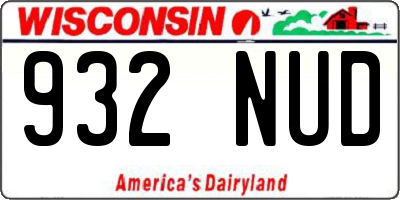 WI license plate 932NUD