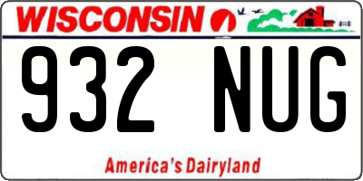 WI license plate 932NUG