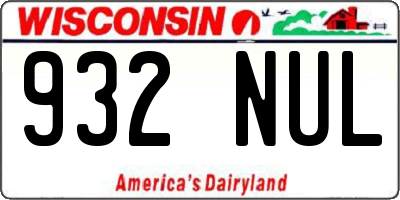 WI license plate 932NUL