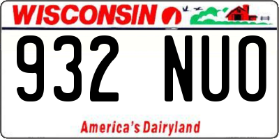 WI license plate 932NUO