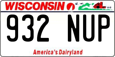 WI license plate 932NUP