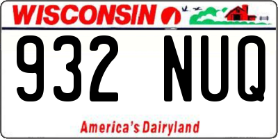 WI license plate 932NUQ