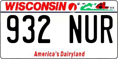 WI license plate 932NUR