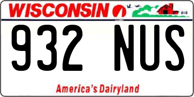WI license plate 932NUS