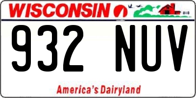 WI license plate 932NUV