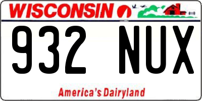 WI license plate 932NUX