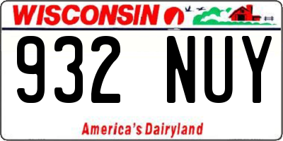 WI license plate 932NUY