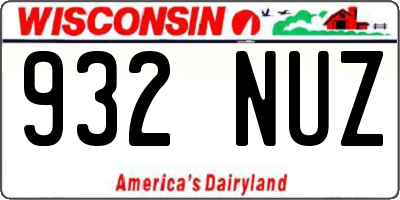 WI license plate 932NUZ