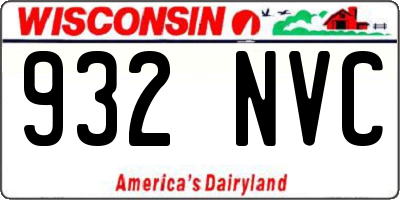 WI license plate 932NVC