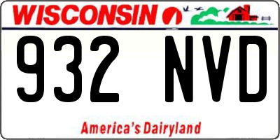 WI license plate 932NVD