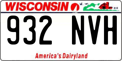 WI license plate 932NVH