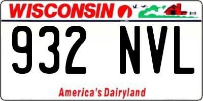 WI license plate 932NVL