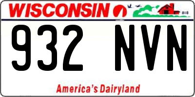 WI license plate 932NVN