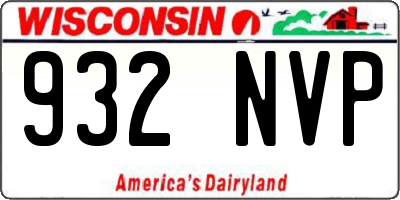 WI license plate 932NVP
