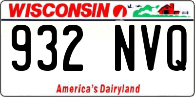 WI license plate 932NVQ