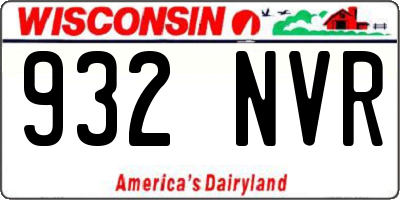 WI license plate 932NVR