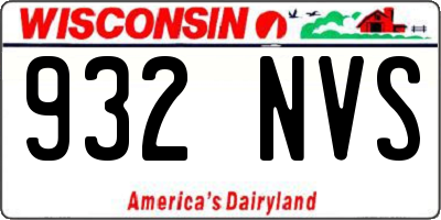 WI license plate 932NVS