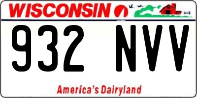 WI license plate 932NVV
