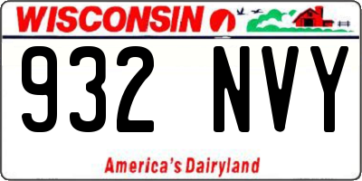 WI license plate 932NVY