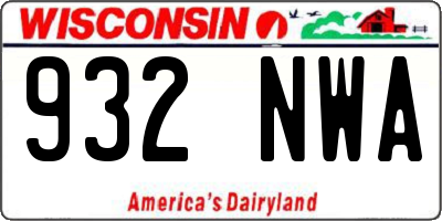 WI license plate 932NWA