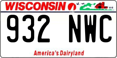 WI license plate 932NWC