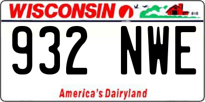 WI license plate 932NWE