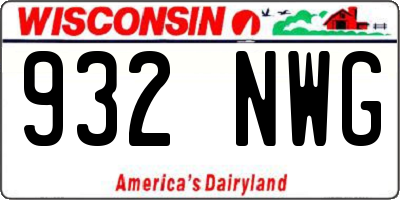 WI license plate 932NWG