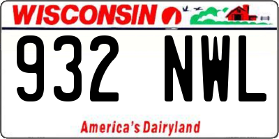 WI license plate 932NWL