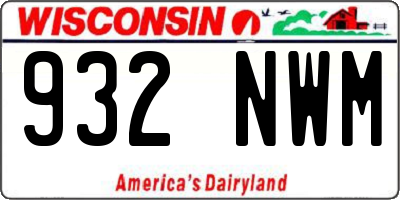 WI license plate 932NWM
