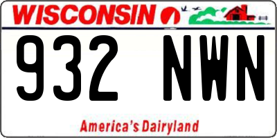 WI license plate 932NWN