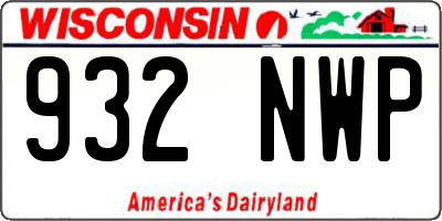 WI license plate 932NWP