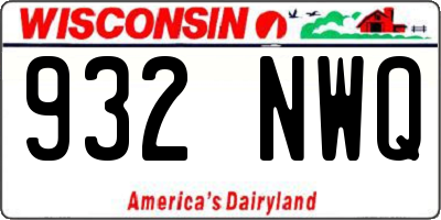 WI license plate 932NWQ